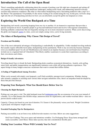 Discovering the Globe One Backpack each time