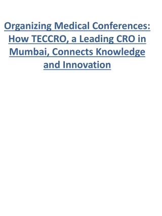 organizing medical conferences how teccro a leading cro in mumbai connects knowledge and innovation