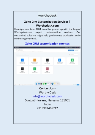zoho crm customization services worthydesk