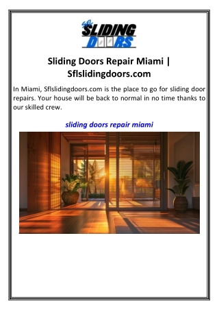 Sliding Doors Repair Miami  Sflslidingdoors.com