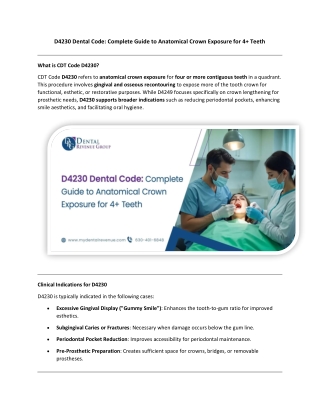 D4230 Dental Code Complete Guide to Anatomical Crown