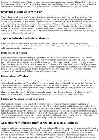 Discover Windsor's Top Schools for 2025: A Comprehensive Guide