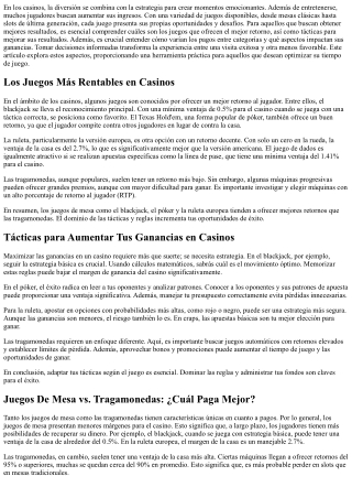 Descubre los Juegos de Casino con Mejor Retorno - Consejos para aumentar tus gan