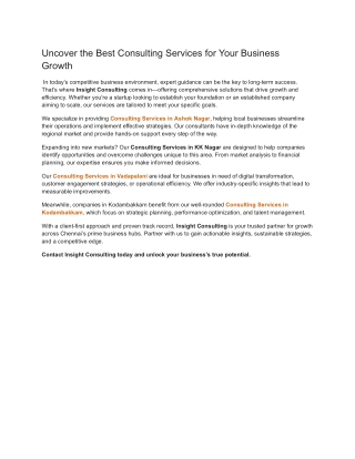 Uncover the Best Consulting Services for Your Business Growth