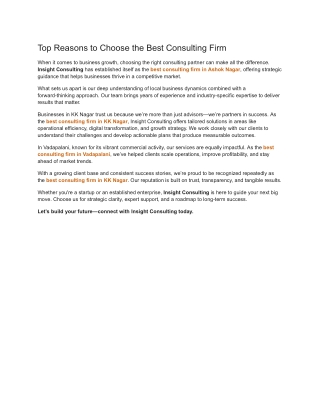 Top Reasons to Choose the Best Consulting Firm