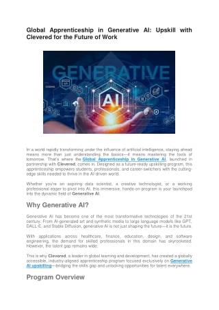 global apprenticeship in generative ai upskill