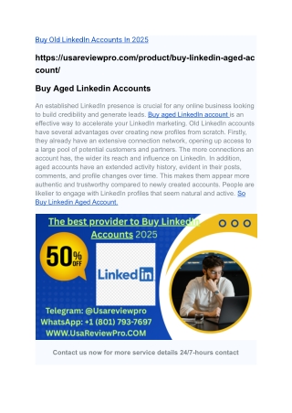 Buy Old LinkedIn Accounts In 2025