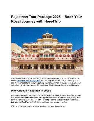 Rajasthan Tour Package 2025