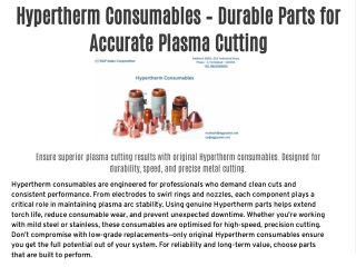 hypertherm consumables durable parts for accurate