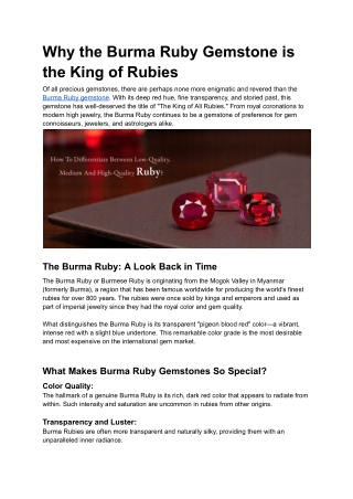 Why the Burma Ruby Gemstone is the King of Rubies