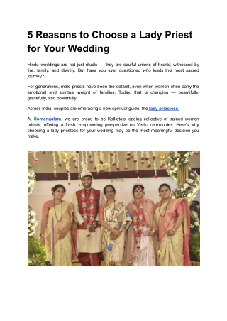 5 Reasons to Choose a Lady Priest for Your Wedding