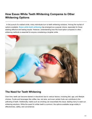 How Essex White Teeth Whitening Compares to Other Whitening Options