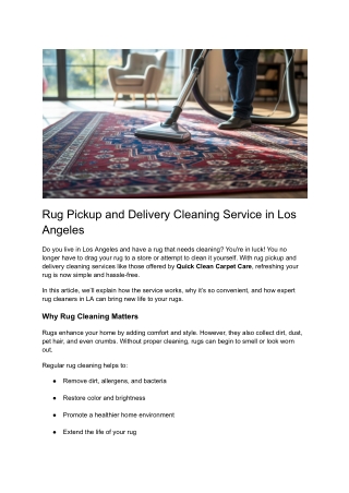 Post 14 - Rug Pickup and Delivery Cleaning Service in Los Angeles