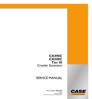 CASE CX500C Tier III Crawler Excavator Service Repair Manual Instant Download