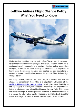 jetblue airlines flight change policy what