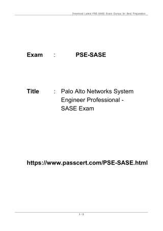 Download Palo Alto Networks PSE-SASE PDF Dumps 2025