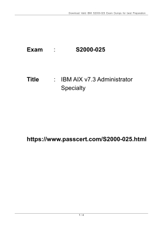 S2000-025 IBM AIX v7.3 Administrator Specialty Dumps
