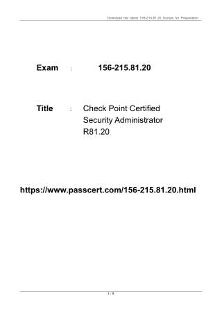 Download 2025 Check Point CCSA R81 156-215.81.20 Dumps