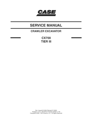 CASE CX700 Tier 3 Crawler Excavator Service Repair Manual Instant Download