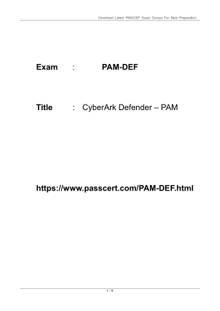 CyberArk Defender PAM (PAM-DEF) Exam Dumps 2025