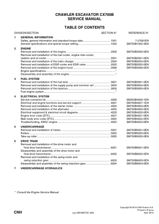 CASE CX700B CRAWLER EXCAVATOR Service Repair Manual Instant Download
