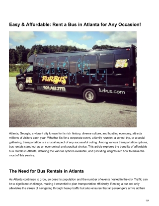 Easy & Affordable Rent a Bus in Atlanta for Any Occasion!