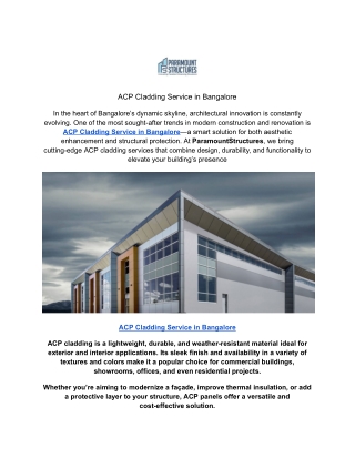 ACP Cladding Service in Bangalore