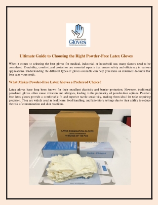Ultimate Guide to Choosing the Right Powder-Free Latex Gloves