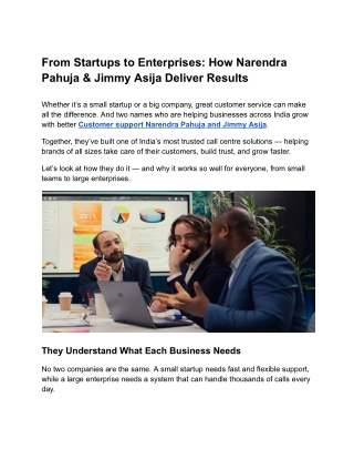 How Narendra Pahuja & Jimmy Asija Help Startups and Enterprises Succeed