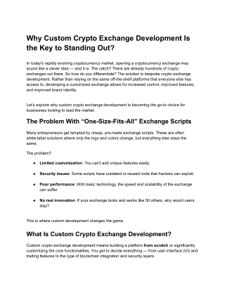 Why Custom Crypto Exchange Development Is the Key to Standing Out