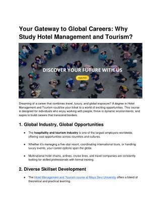 Your Gateway to Global Careers_ Why Study Hotel Management and Tourism
