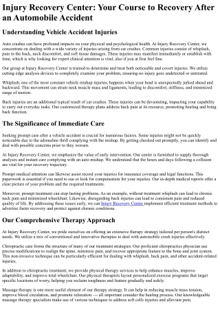 Injury Recovery Center