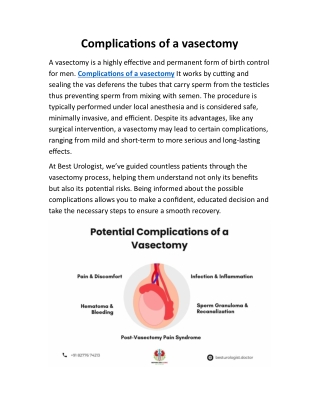Complications of a vasectomy