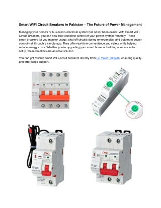 Buy Smart WiFi Circuit Breakers in Pakistan _ C-Power