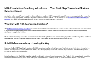 best nda coaching lucknow At Shield Defence Academy