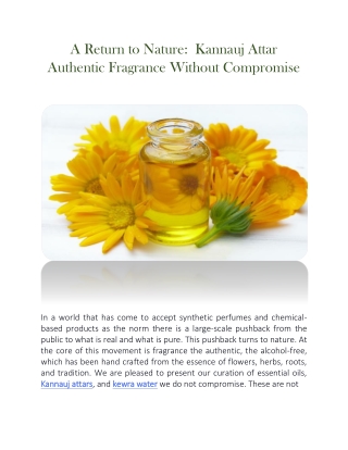 A Return to Nature  Kannauj Attar Authentic Fragrance Without Compromise