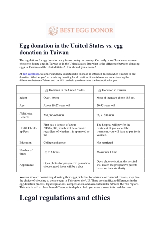 Egg donation in the United States vs. egg donation in Taiwan - Best Egg Donor