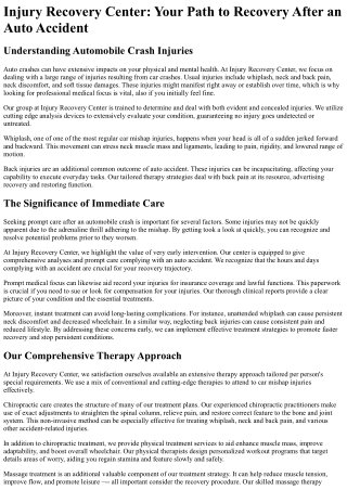 Injury Recovery Center