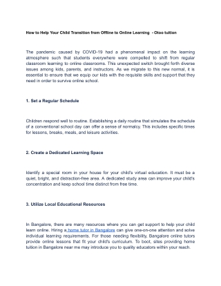How to Help Your Child Transition from Offline to Online Learning