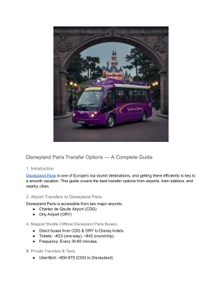 Disneyland Paris Transfer Options – A Complete Guide