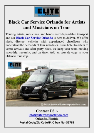 Black Car Service Orlando for Artists and Musicians on Tour