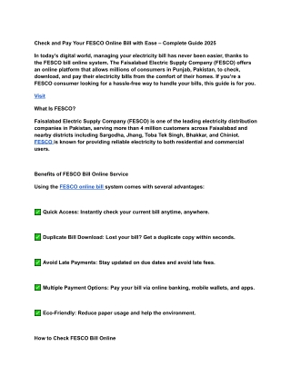 Fesco online bill
