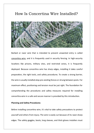 How Is Concertina Wire Installed?
