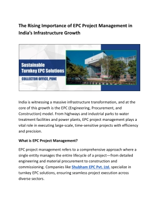 The Rising Importance of EPC Project Management in India’s Infrastructure Growth