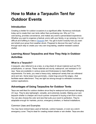 How to Make a Tarpaulin Tent for Outdoor Events