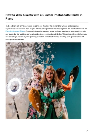 How to Wow Guests with a Custom Photobooth Rental in Plano