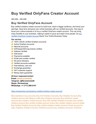 Verified OnlyFans Creator Accounts for Sale – Why They’re in Demand