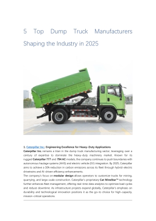 5 Top Dump Truck Manufacturers Shaping the Industry in 2025