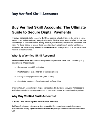 Trusted Source to Buy Verified Skrill Accounts Fast & Easy