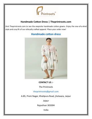 Handmade Cotton Dress | Theprintroots.com